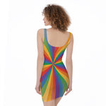 LGBT Pride Rainbow Rays Print Sleeveless Bodycon Dress