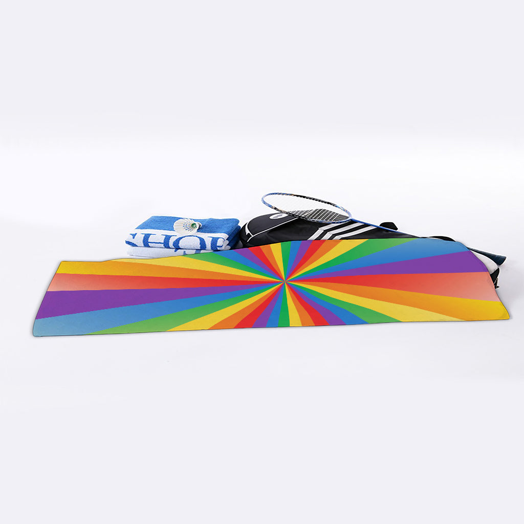 LGBT Pride Rainbow Rays Print Sports Towel