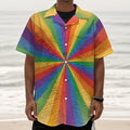 LGBT Pride Rainbow Rays Print Textured Short Sleeve Shirt