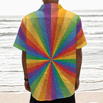 LGBT Pride Rainbow Rays Print Textured Short Sleeve Shirt