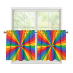 LGBT Pride Rainbow Rays Print Tier Curtains