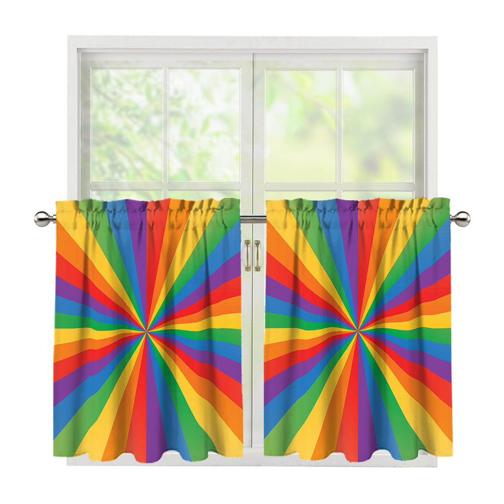 LGBT Pride Rainbow Rays Print Tier Curtains