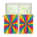 LGBT Pride Rainbow Rays Print Tier Curtains