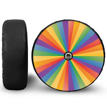 LGBT Pride Rainbow Rays Print Tire Cover With Camera Hole
