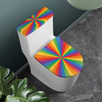 LGBT Pride Rainbow Rays Print Toilet Lid And Tank Cover Set