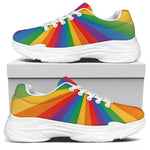 LGBT Pride Rainbow Rays Print White Chunky Shoes