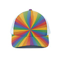 LGBT Pride Rainbow Rays Print White Mesh Trucker Hat