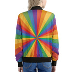 LGBT Pride Rainbow Rays Print Women's Bomber Jacket