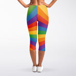 LGBT Pride Rainbow Rays Print Women's Capri Leggings