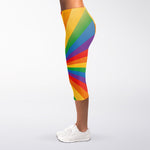 LGBT Pride Rainbow Rays Print Women's Capri Leggings