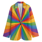 LGBT Pride Rainbow Rays Print Women's Cotton Blazer