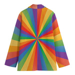 LGBT Pride Rainbow Rays Print Women's Cotton Blazer