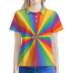 LGBT Pride Rainbow Rays Print Women's Polo Shirt