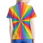LGBT Pride Rainbow Rays Print Women's Polo Shirt