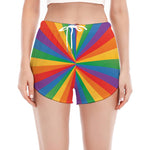 LGBT Pride Rainbow Rays Print Women's Split Running Shorts