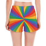 LGBT Pride Rainbow Rays Print Women's Split Running Shorts