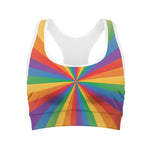 LGBT Pride Rainbow Rays Print Women's Sports Bra