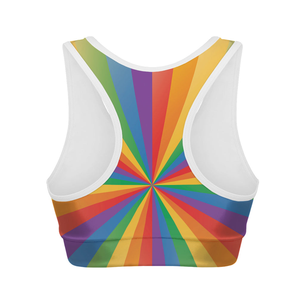 LGBT Pride Rainbow Rays Print Women's Sports Bra