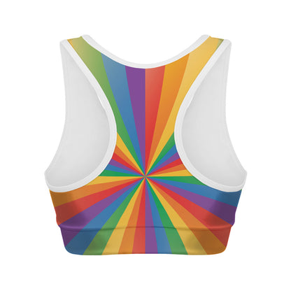 LGBT Pride Rainbow Rays Print Women's Sports Bra