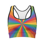 LGBT Pride Rainbow Rays Print Women's Sports Bra