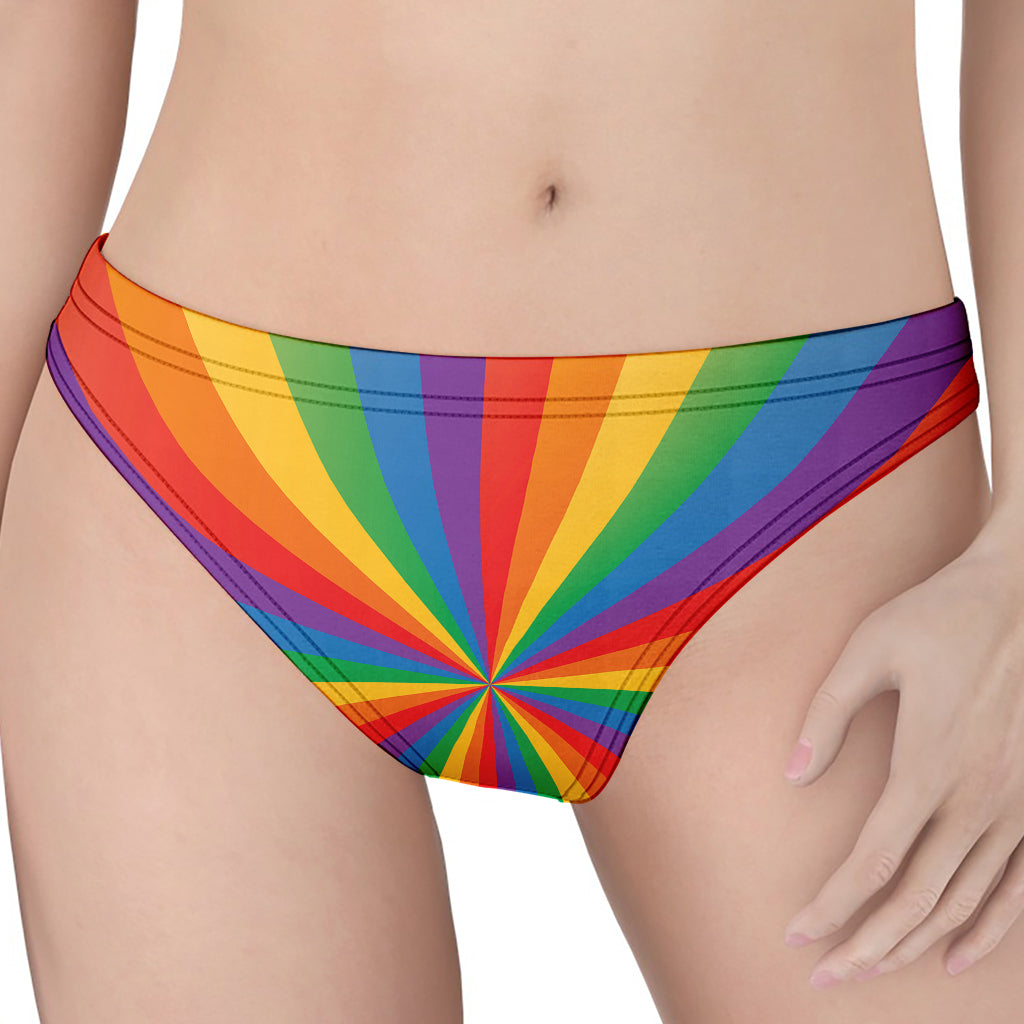 LGBT Pride Rainbow Rays Print Women's Thong