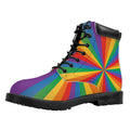 LGBT Pride Rainbow Rays Print Padded Collar Lace Up Boots