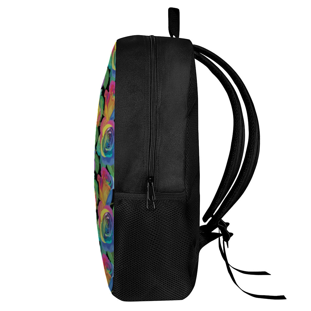 LGBT Pride Rainbow Roses Pattern Print 17 Inch Backpack