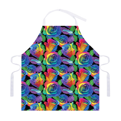 LGBT Pride Rainbow Roses Pattern Print Adjustable Apron