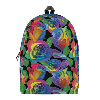 LGBT Pride Rainbow Roses Pattern Print Backpack