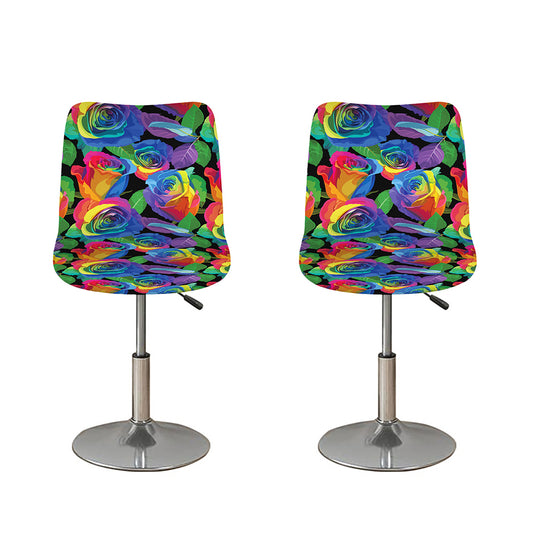 LGBT Pride Rainbow Roses Pattern Print Bar Stool Covers