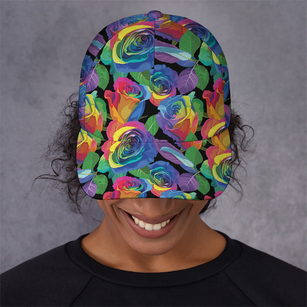 LGBT Pride Rainbow Roses Pattern Print Baseball Cap