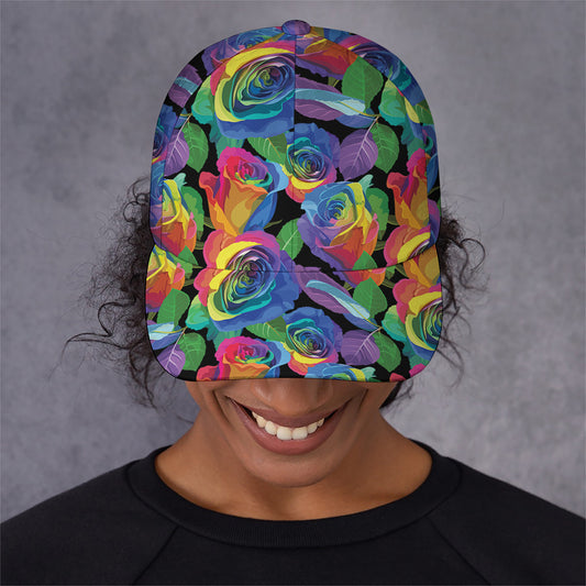 LGBT Pride Rainbow Roses Pattern Print Baseball Cap