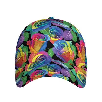 LGBT Pride Rainbow Roses Pattern Print Baseball Cap
