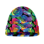 LGBT Pride Rainbow Roses Pattern Print Beanie