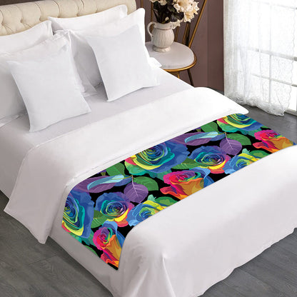 LGBT Pride Rainbow Roses Pattern Print Bed Runner