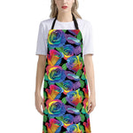 LGBT Pride Rainbow Roses Pattern Print Bib Apron With Pocket