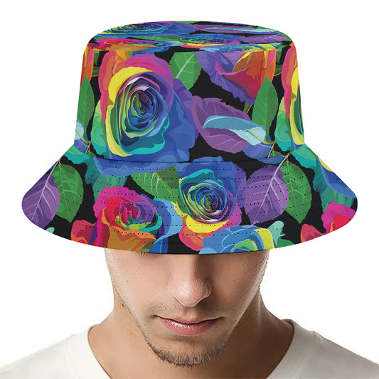 LGBT Pride Rainbow Roses Pattern Print Bucket Hat