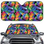 LGBT Pride Rainbow Roses Pattern Print Car Windshield Sun Shade