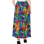 LGBT Pride Rainbow Roses Pattern Print Chiffon Maxi Skirt