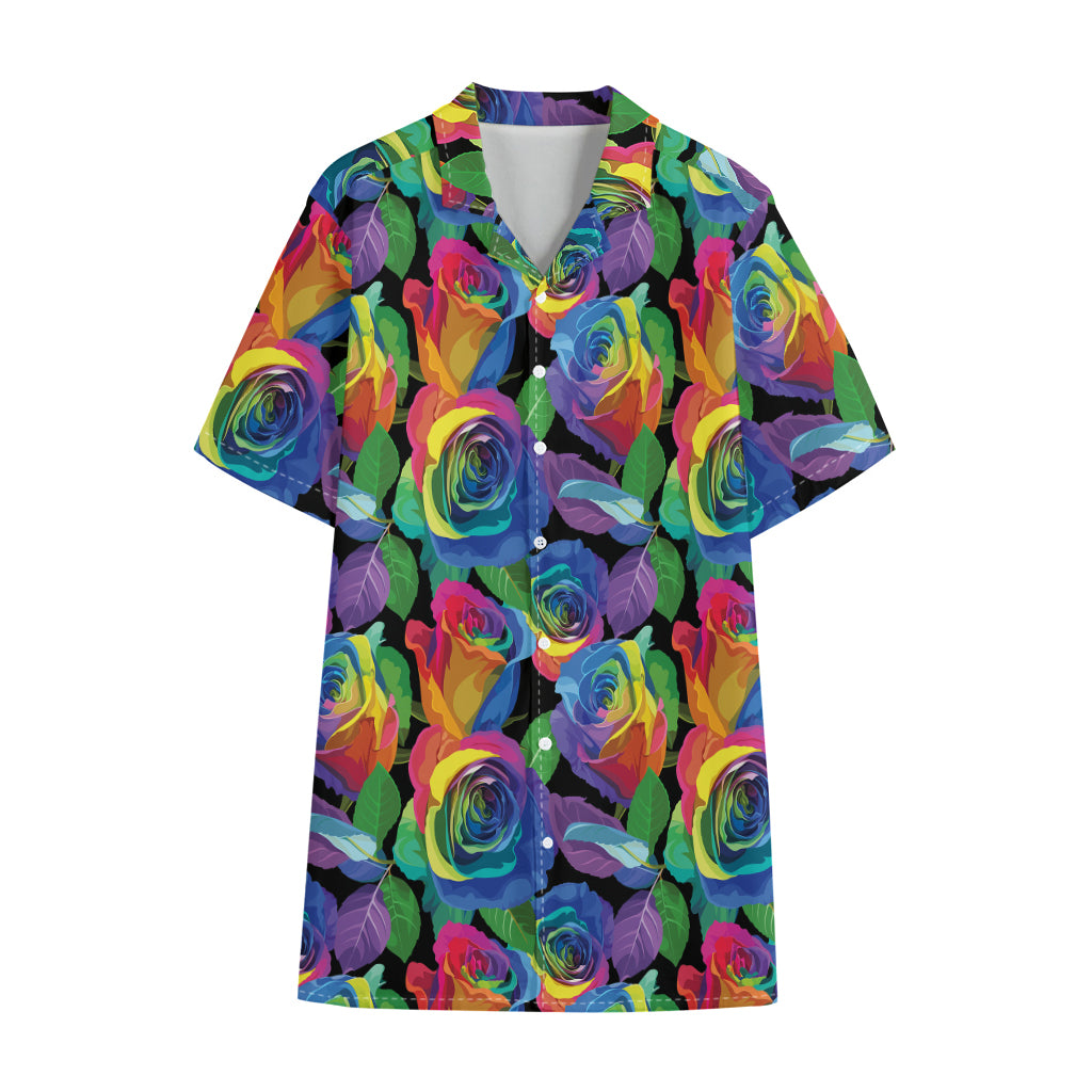 LGBT Pride Rainbow Roses Pattern Print Cotton Hawaiian Shirt