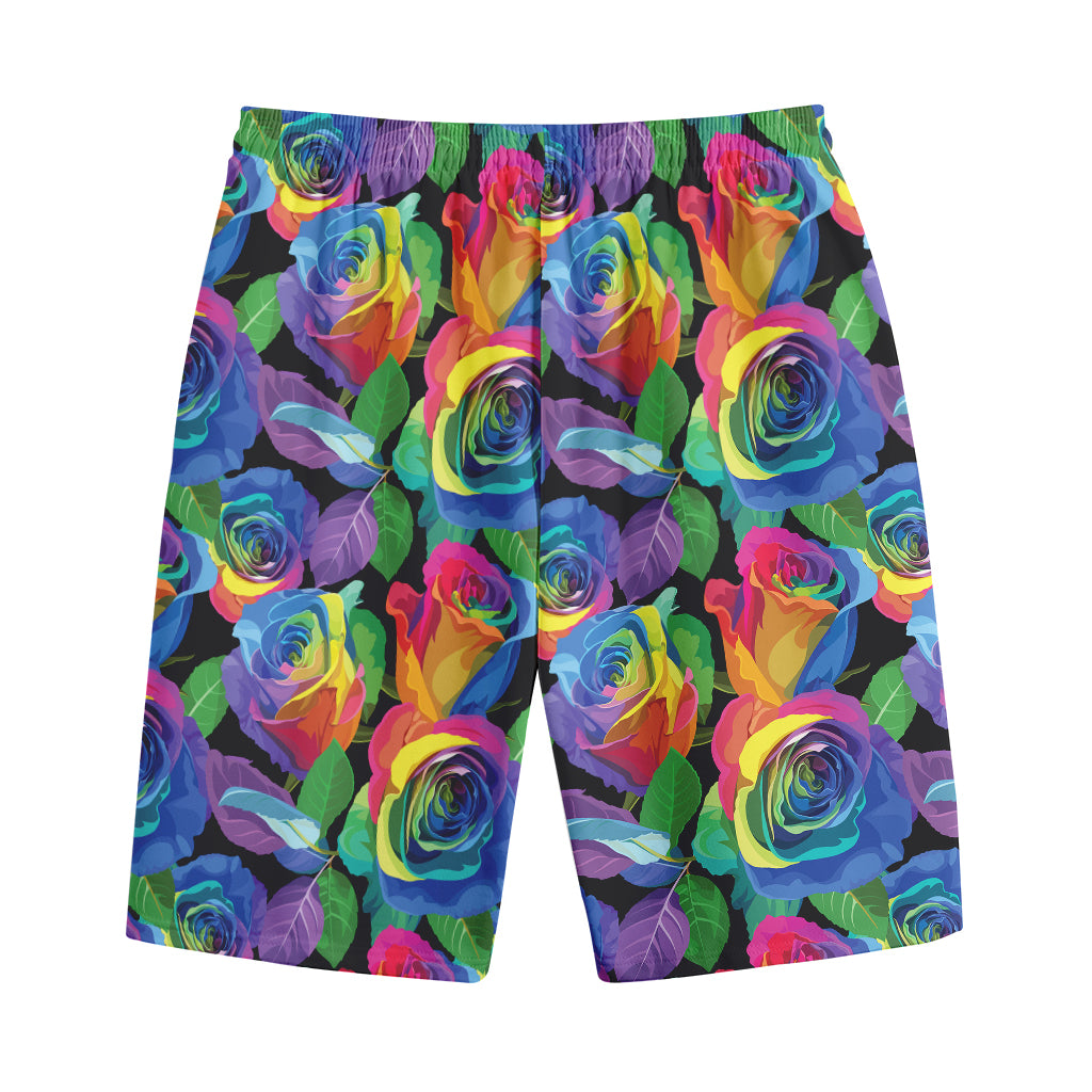 LGBT Pride Rainbow Roses Pattern Print Cotton Shorts