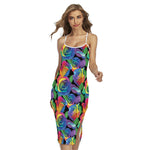 LGBT Pride Rainbow Roses Pattern Print Cross Back Cami Dress