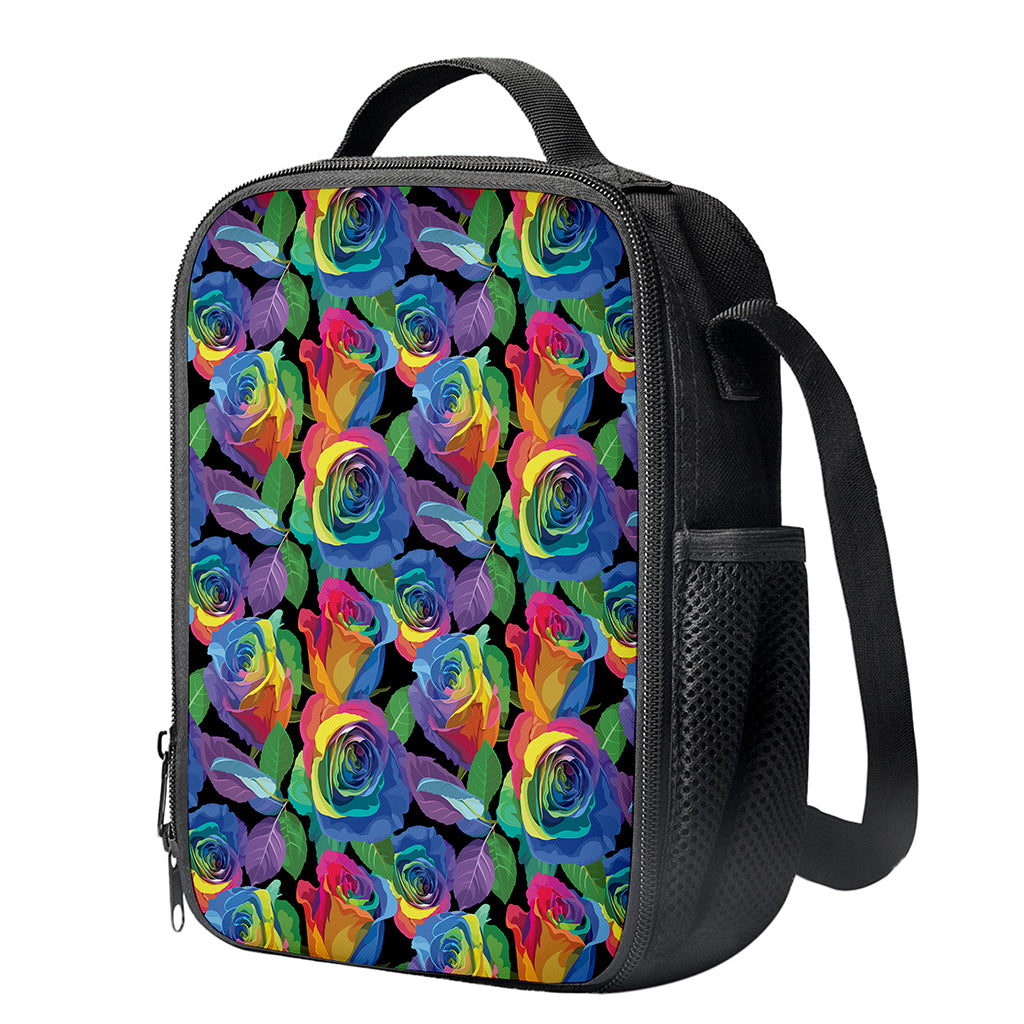 LGBT Pride Rainbow Roses Pattern Print Crossbody Lunch Bag