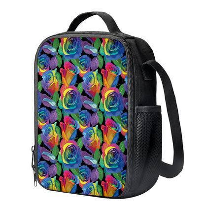 LGBT Pride Rainbow Roses Pattern Print Crossbody Lunch Bag