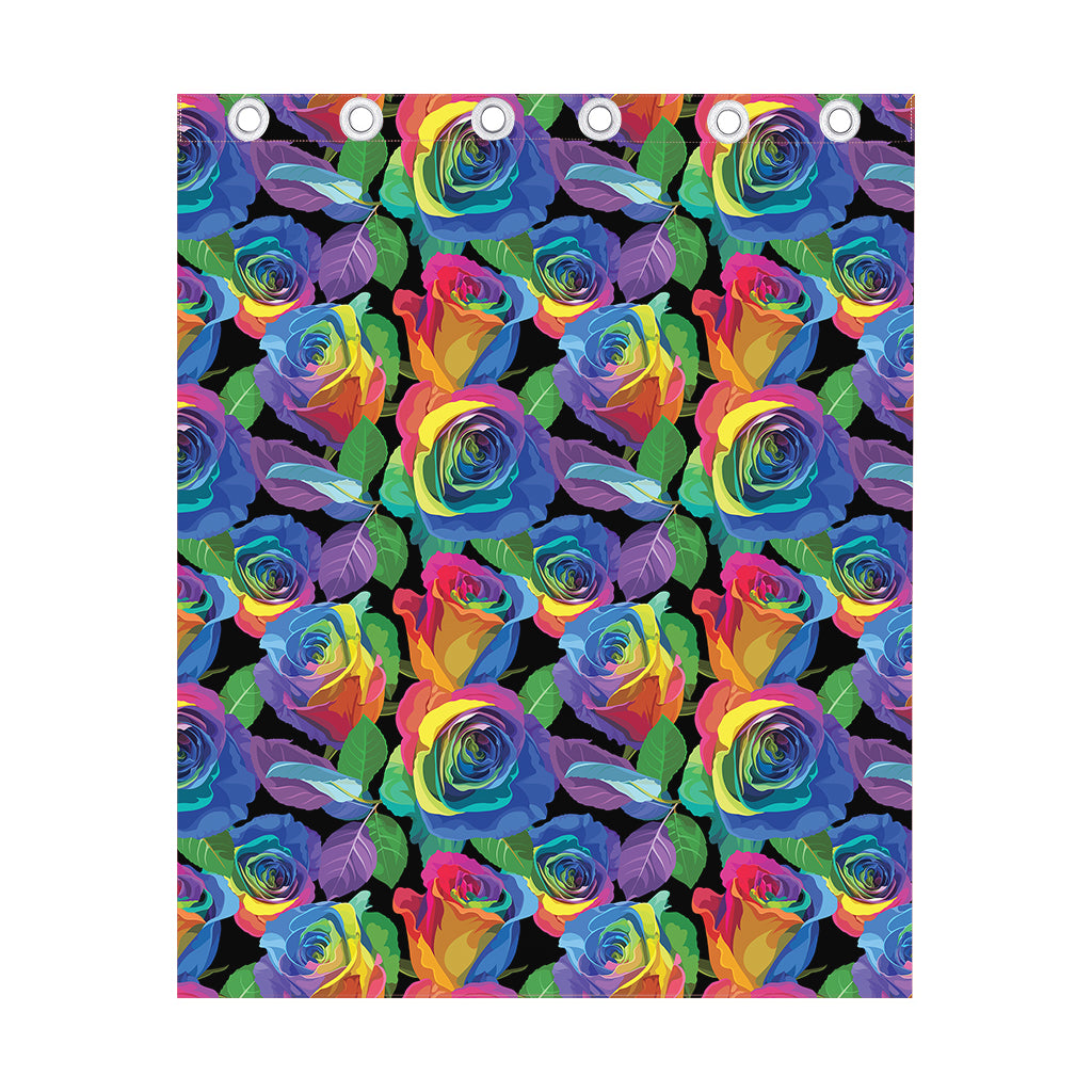 LGBT Pride Rainbow Roses Pattern Print Curtain