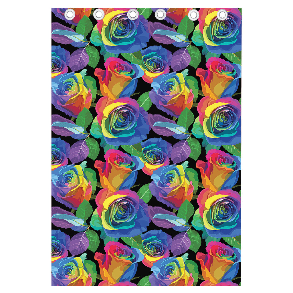 LGBT Pride Rainbow Roses Pattern Print Curtain