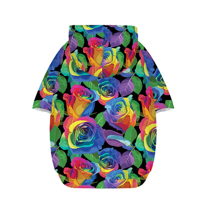 LGBT Pride Rainbow Roses Pattern Print Dog Zip Up Hoodie