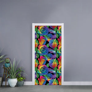 LGBT Pride Rainbow Roses Pattern Print Door Sticker