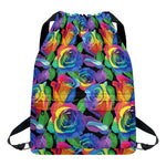 LGBT Pride Rainbow Roses Pattern Print Drawstring Backpack