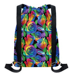LGBT Pride Rainbow Roses Pattern Print Drawstring Backpack